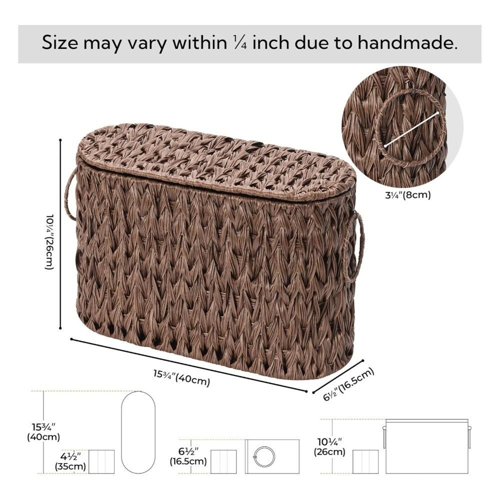 

Water Hyacinth Toilet Paper Storage Baskets Wicker Woven with Lids Wicker Baskets Elegant Household Toilet Paper Holder 40-16.5-26CM коричневый