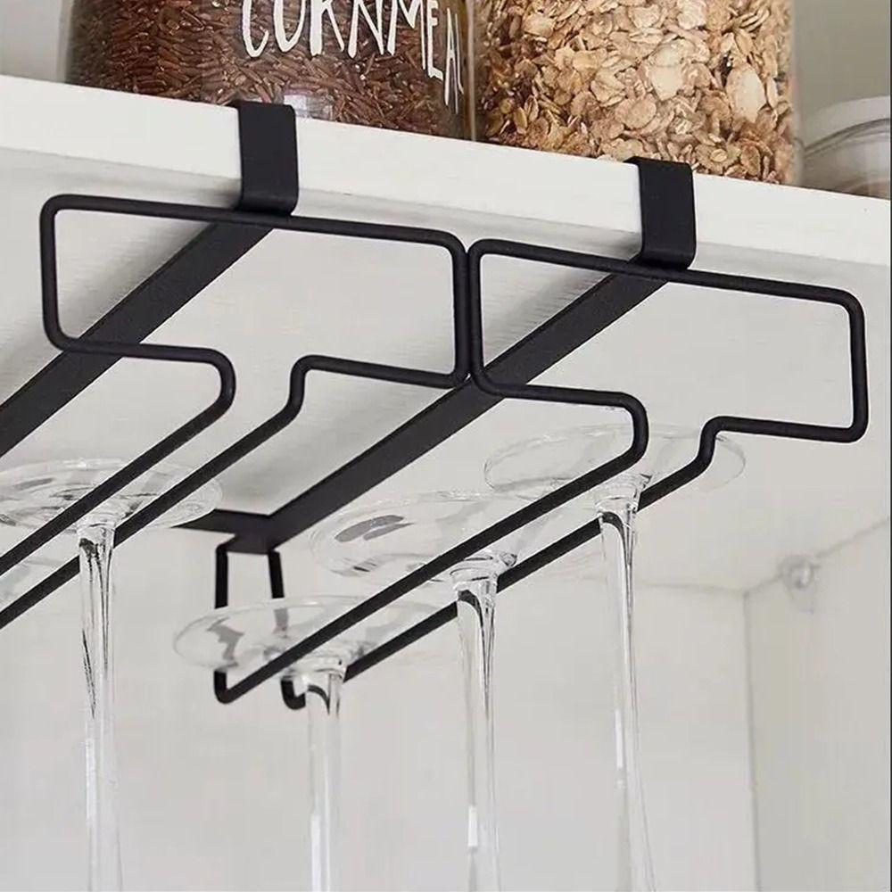 Durable Goblet Storage Shelf Two rows Kitchen Storage Shelf Wine Glass Holder  Under Cabinet