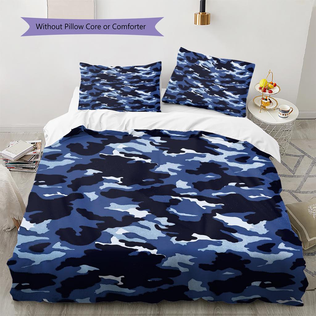 Camouflage Pattern Bedding Quilt Set Quilt Cover Pillowcase Home Decoration Gift (1 * duvet cover + 2 * pillowcase, without core)