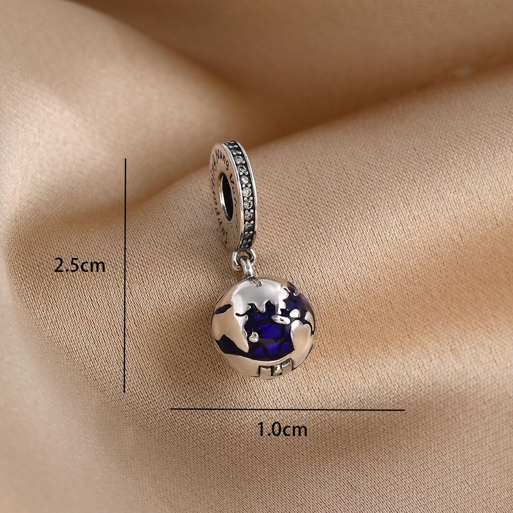 Blue 925 Silver Dolphin Octopus Turtle Swallow Pendant Bead, Suitable for European Bracelet DIY Women's Jewelry Accessories