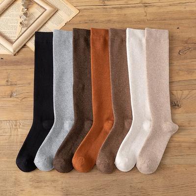 Frühlings- und Herbst-Damen-Wadensocken, leicht formend, reine Baumwolle, hohe Damen-Socken, einfarbige Baumwollsocken im Schulstil