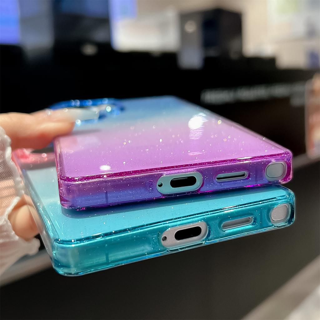 Für Samsung Galaxy S25 Ultra Hülle Transparent Glitzer Zweifarbig PC+TPU Handyhülle