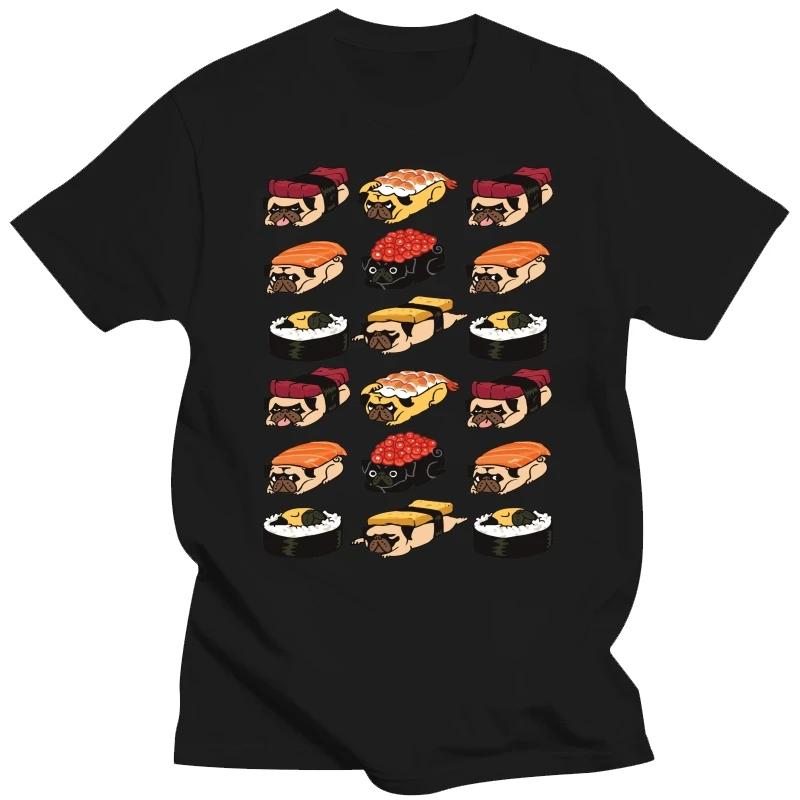 Sushi Pug Funny T-shirt Men and Women Funny Top Interesting Casual Loose Summer Cotton T-shirt Short Sleeve Graphic T Shirts