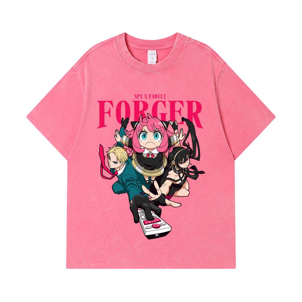275 GSM Washed T-shirts 100% Cotton Spy X Family V1 Forger Print Unisex Heavy Cotton T Shirt