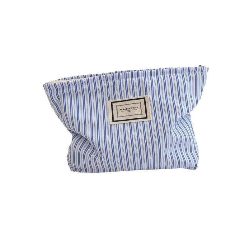 Blue Striped Women's Makeup Case Wash Storage Bags Casual Canvas Ladies Cosmetic Bag Travel Female Clutch Purse Handbags