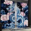 2pcs Japanese Dragon and Flower Curtains   Ancient Mythical Creatures Window Drapes