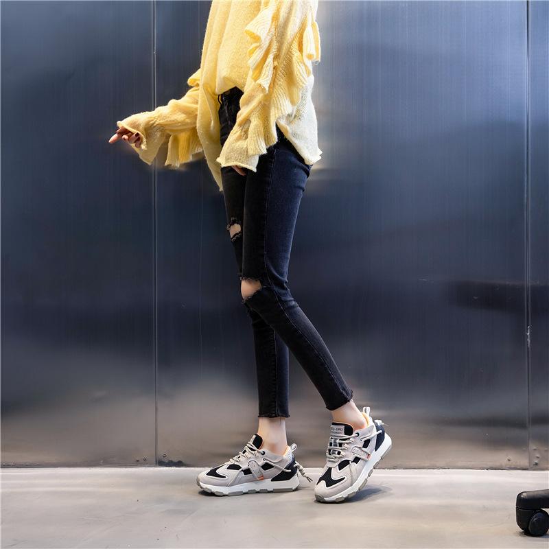 Dad shoes women's spring 2025 new thick-soled heightening casual leather women's shoes running breathable sports shoes children