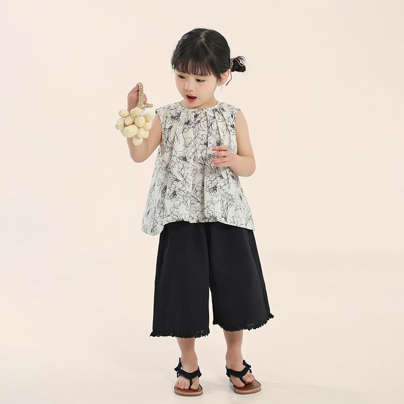 Summer Sleeveless Vest Tank Tops Shorts Set for Girls Tank Top + Shorts Kids 2 Piece Cotton Casual Outfits Set Toddler Baby Girl Cute Clothing Set