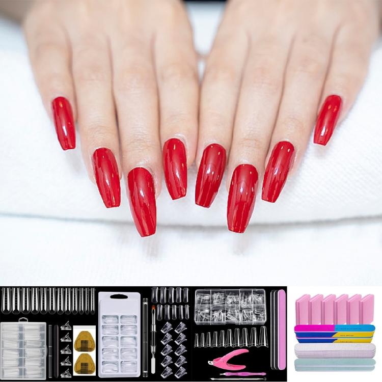 Coffin Nail Tips Set Long Nail Tips for Acrylic Nails Gel Extension Forms Professional Nail Tips Fake Nails Kit