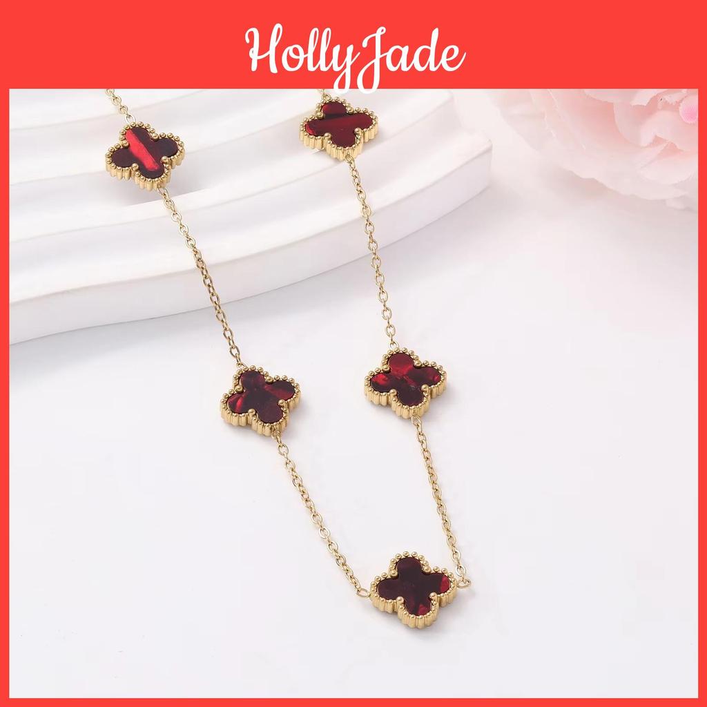 Doublesided Clover Lucky Gold 18k Non Fading Necklace