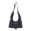 Lässige Denim-Hobo-Tasche mit Metallschnalle und Reißverschluss-Details