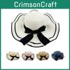 Bow-embellished Straw Sun Hat With Wide Brim For Women's Outdoor Activities And Travel