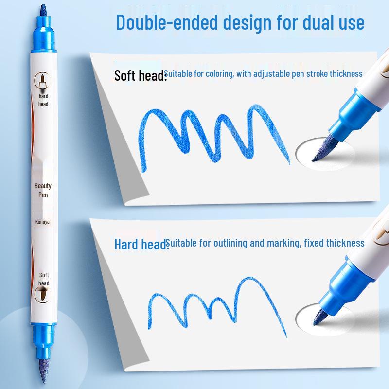 24-Color Dual-Tip Calligraphy and Metallic Pearlescent Outlining Pen Set