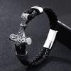 Meier Thor's hamer gevlochten viking sieraden koeienhuid touw armband legering magnetische gesp armband