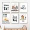 Mountain Sun Car Plane House Dream Nursery Wall Art Canvas Painting Nordic Posters And Prints Wall Pictures Baby Kids Room Decor