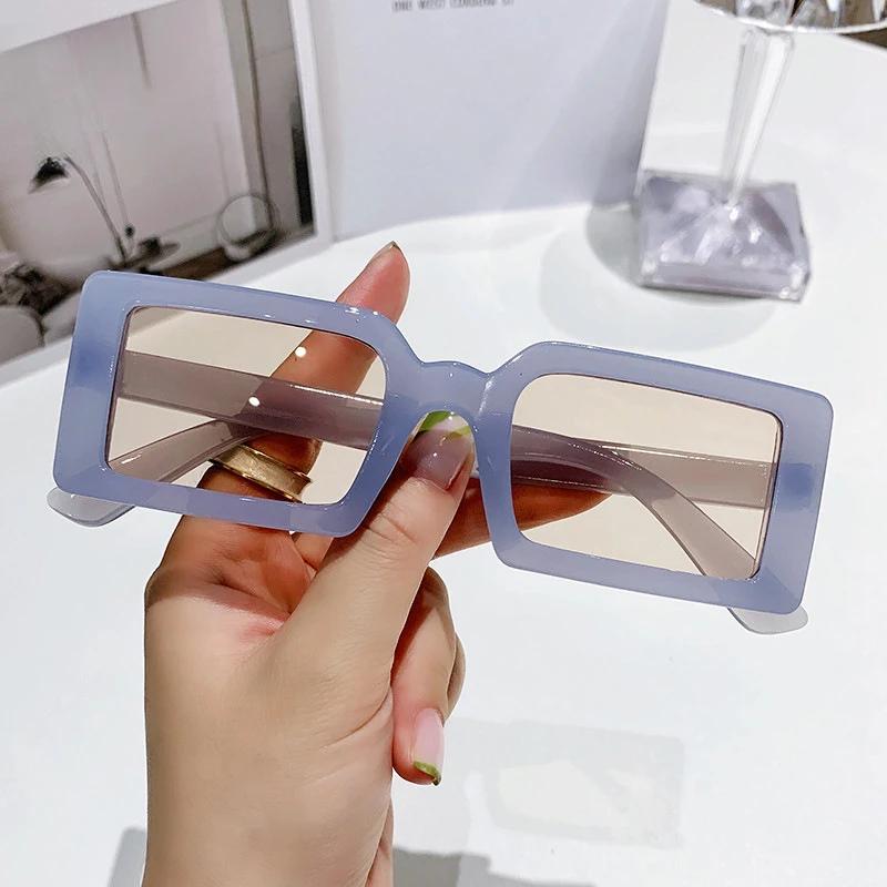 New Fashion Rectangle Sunglasses Women Jelly Color UV400 Y2k Travel Eyewear Summer Sun Glasses Oculos De Sol