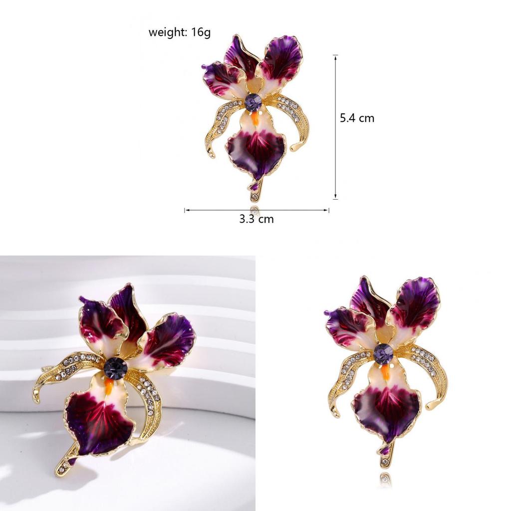 Elegant Iris Flower Brooch Pin With Alloy Finish For Women And Men