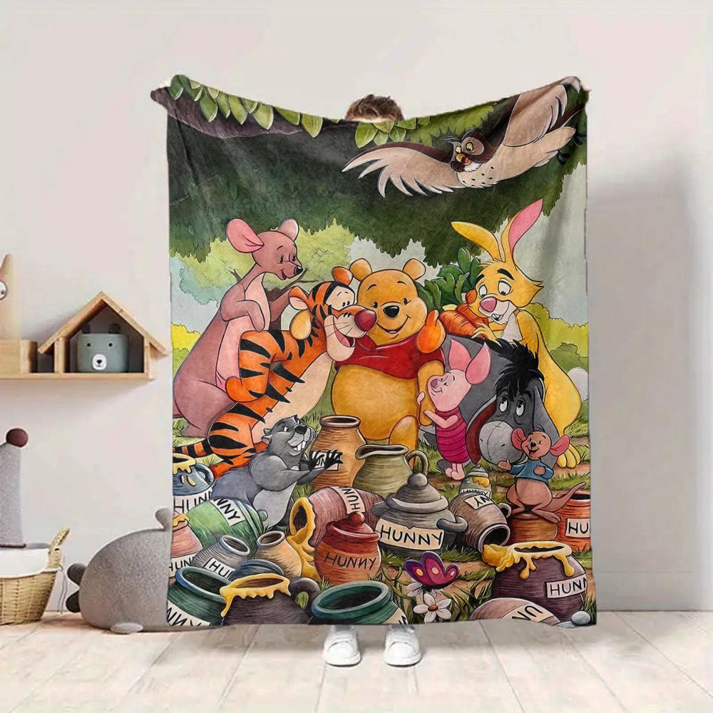 1Pc Winnie Pooh Friends Blanket Soft And Comfortable Casual Warm Camping Travel Christmas Halloween Xmas Gift M924210