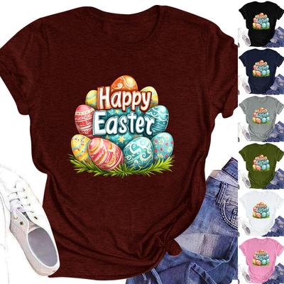 Women's Top Round Neck Casual Printed Short-sleeved T-shirt Top