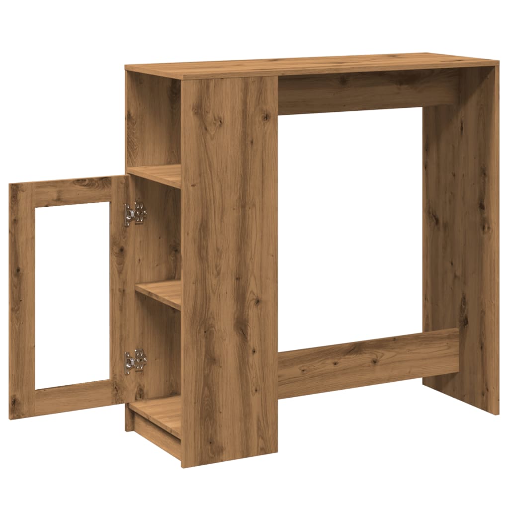 Bar Table with Shelf Artisan Oak Finish 101 X 40 X 103.5 Cm Particleboard