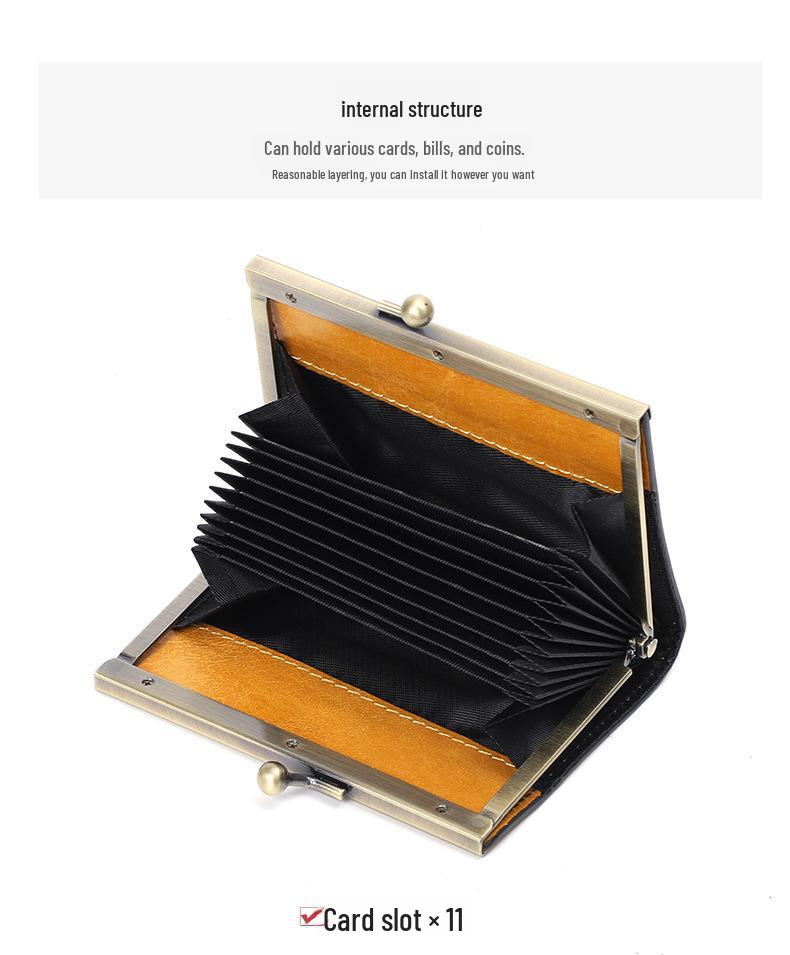 2022 Dámský držák na ID karty z pravé kůže Retro s více drážkami z hovězí kůže