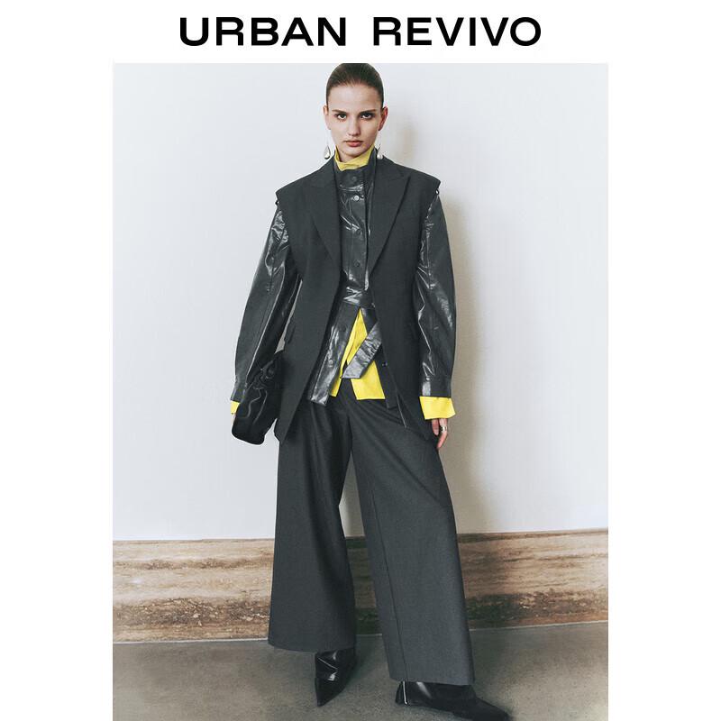 

UR Women s Modern Loose PU Jacket with Detachable Belt M