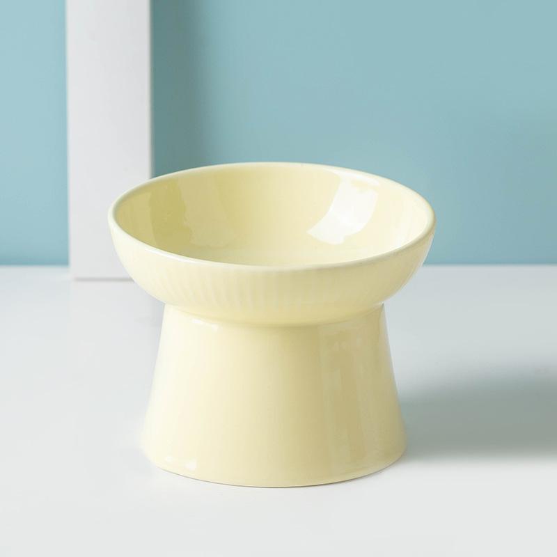 1pc Ceramic Cat Bowl Dog Bowl Cute Slant Mouth Single Bowl Neck Protection High Foot Bowl Dog Basin Anti Overturning