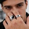 Cross-border National Ink Wash Bagua Men's Retro Ring Set