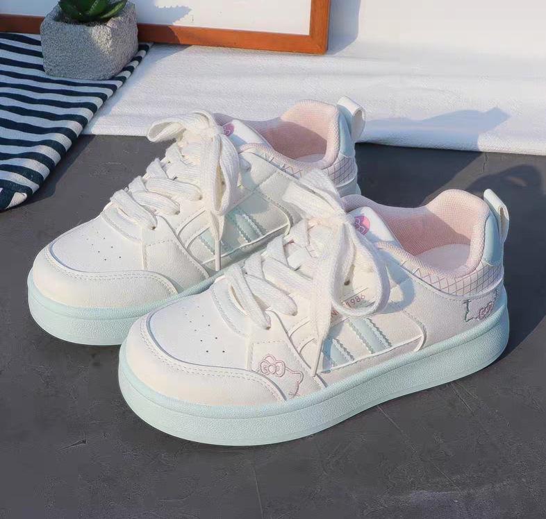 Women's White German Training Shoes - Thick 5cm Sole, Trendy Casual Sports Sneakers, Spring 2026