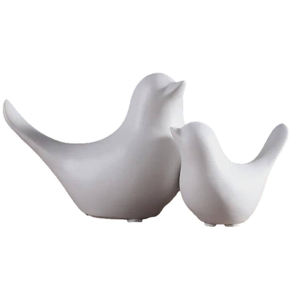 NOELAMOUR Nordic Bird and Animal Figurines, Modern Decorative Ornaments for Entryways, Good Luck, Set of 2 (White)