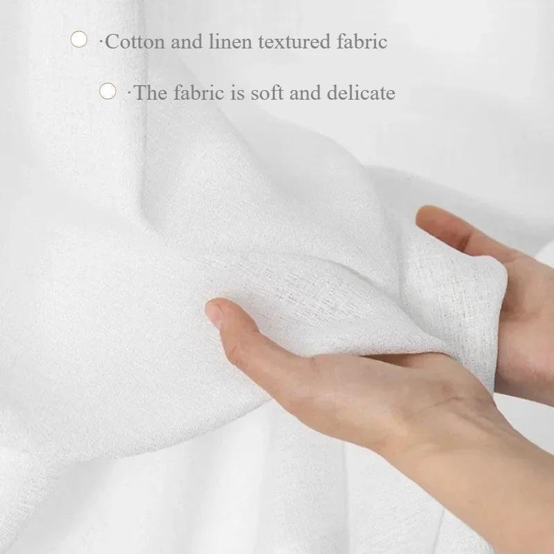 Semi Sheer Self-adhesive Curtain No Punching Installation Balcony Solid Color Gauze Privacy Drapes for Bedroom Window Blackout