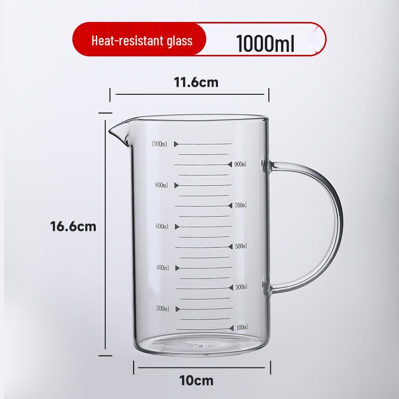 High Borosilicate Heat-Resistant Transparent Glass Measuring Cup with Scale - Thickened, Large Capacity for Household Use