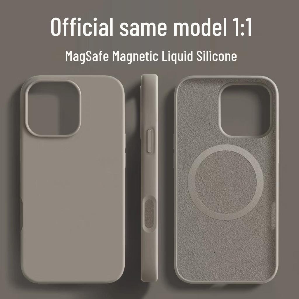 Kryt z tekutého silikonu pro iPhone 17 Pro Max s velkým otvorem a neviditelným magnetickým nabíjením - Kompatibilní s Apple 16, Odolný proti pádu, Nový.