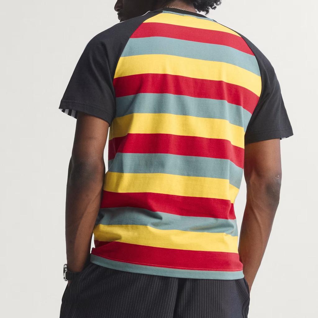 Adidas Originals X Bob Marley Striped Slim Fit Crew Neck Short Sleeve T-Shirt Men Tops JY5212