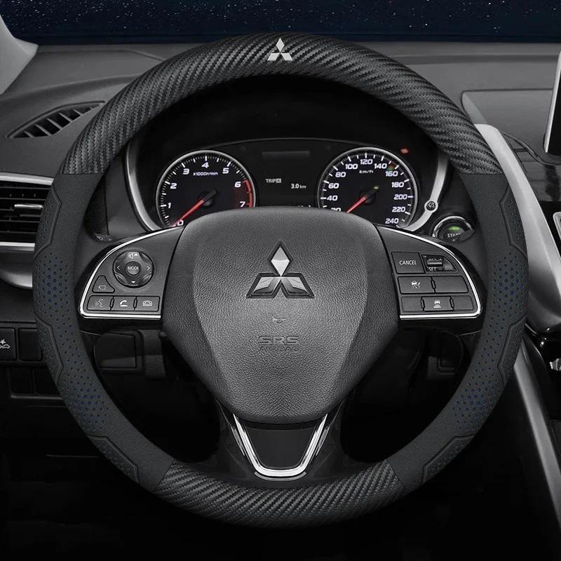 Auto Wildleder Kohlefaser Leder Lenkradabdeckung für Mitsubishi Outlander Pajero Asx Lancer EX Evolution L200 Triton RALLIART