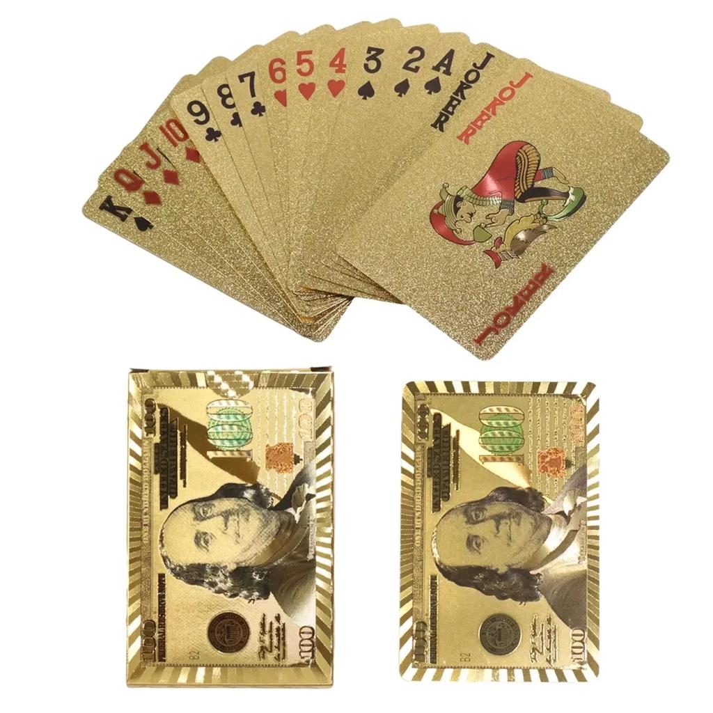 Dollar Gold Foil Poker Cards Waterproof Paper Playing Cards Party Table Gambling Board Games Poker Plastic Poker Collection Toy