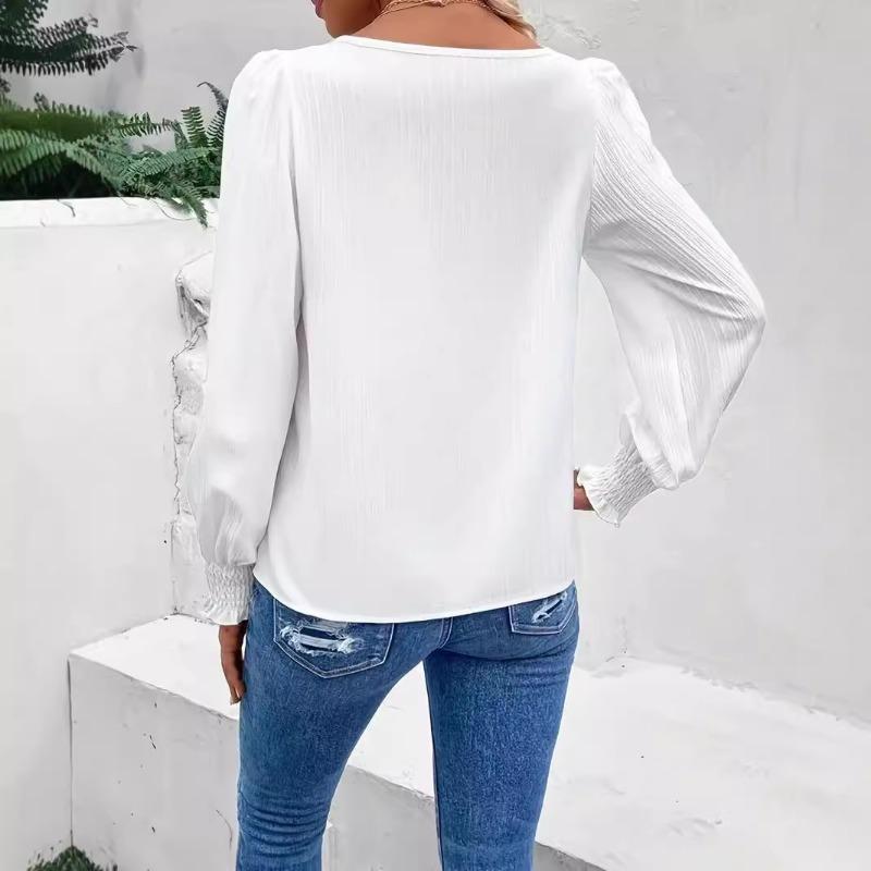 Autumn Simple Long Sleeved Solid Color Shirt Women's Shirt Blouses Shirts