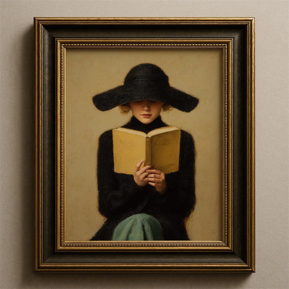 Victorian Woman Reading Art Print Poster Dark Academia Library Decor Elegant Lady With Book Decor Canvas Painting Bedroom Decor