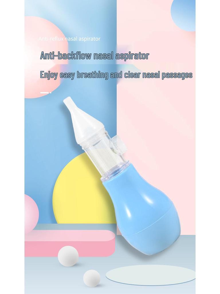 Silicone Anti-Reflux Baby Nasal Aspirator - Soft Toddler Mucus Cleaner, Manual Oral Suction Device