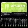 550Pcs Soft Gel Nail Tips Medium Short Almond Coffin Full Cover Matte Extension Tools Acrylic Press On Nail Diy Manicure Decor