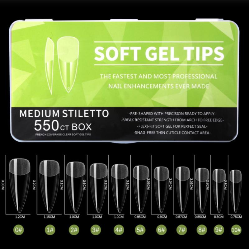 550Pcs Soft Gel Nail Tips Medium Short Almond Coffin Full Cover Matte Extension Tools Acrylic Press On Nail Diy Manicure Decor