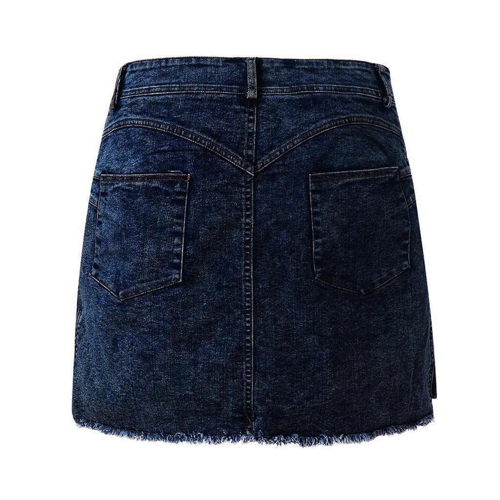 Women Fashion Summer Short Jeans Denim Female Pockets Wash Denim  Skirts