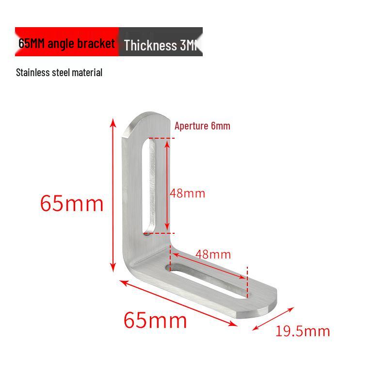Stainless Steel 90° Movable L-Shaped Corner Bracket with Long Hole for Shelf Support