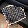 Fashion Black and White Printing Temperament Square Scarf Imitation Silk Korean Version Decorative Scarf Scarf Professional Decorative Shawl Silk Scar
