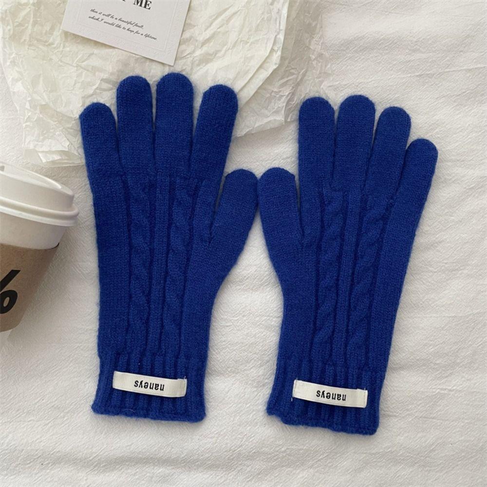 Y2k Lady Finger Gloves Windproof Solid Color Gloves Kawaii Korean Knitted Gloves  Autumn