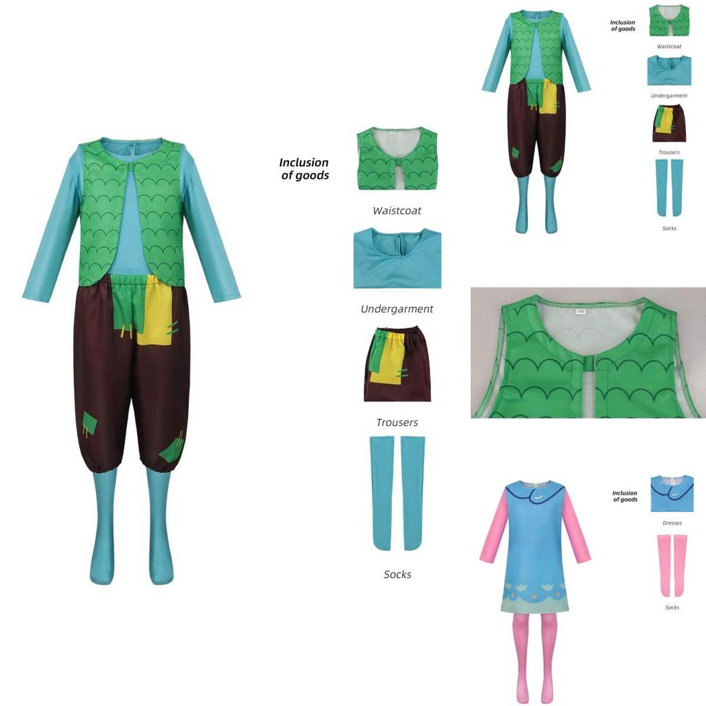 Cute Fantasy Trolls Cosplay Costume Poppy Dress Anime Halloween Stage Outfit