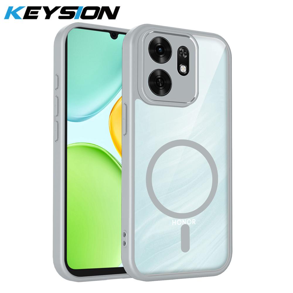 

KEYSION Transparent Magnetic Phone Case for HONOR X6d 5G Soft Silicone+PC HD Clear Shockproof Cover for Huawei Honor 500 Smart 5G for Honor 500 Smart