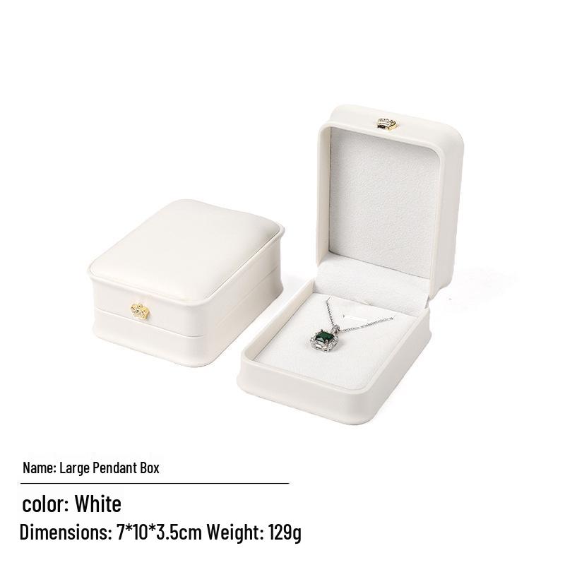 Elegant White Crown Buckle Jewelry Box for Exquisite Ornament Storage and Wedding Ring Display