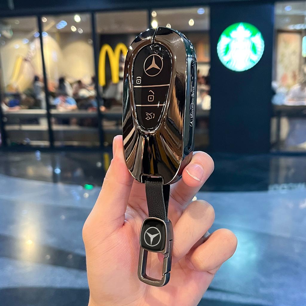 PZQ2 Car Key Bag Case Cover For Mercedes Benz 2023 2024 Glc300L Glc260L C260L C20 C Class Car Key Cover Suede Shell Protector Styling