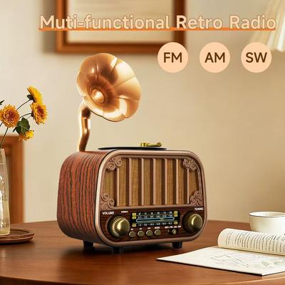 Retro Heimradio Kabelloses Bluetooth 5.0 Radio FM/AM/SW Band Subwoofer Tragbar Outdoor Bluetooth Audio TF/SD USB Player